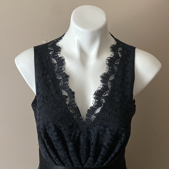Banana Republic Black Lace Sleeveless Cotton Silk Blend Cocktail Dress Size 10 - Picture 6 of 8